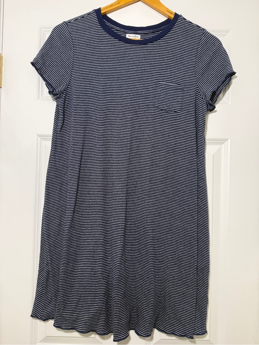 love, Fire Navy and White Striped Pocket T-Shirt Dress